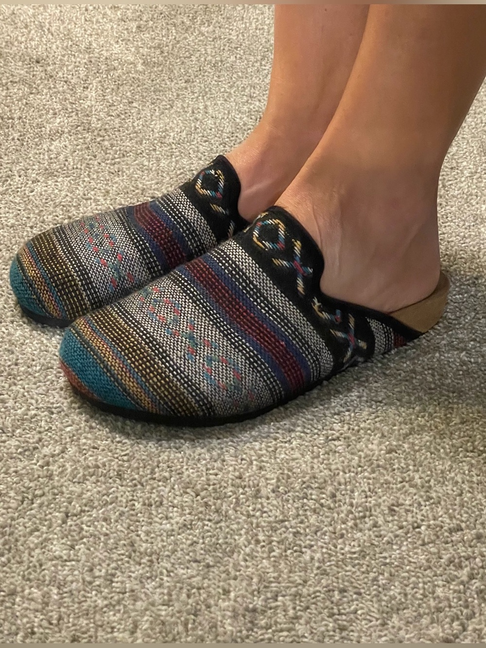 Minnetonka Southwestern Woven Fabric Clog Mules Size 7M